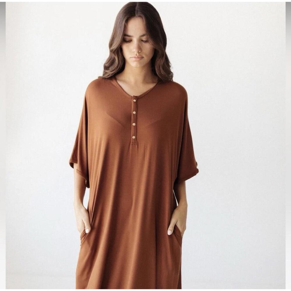 Dwell + Slumber nightgown womens xs/s orange midi relaxed loungewear sleep
